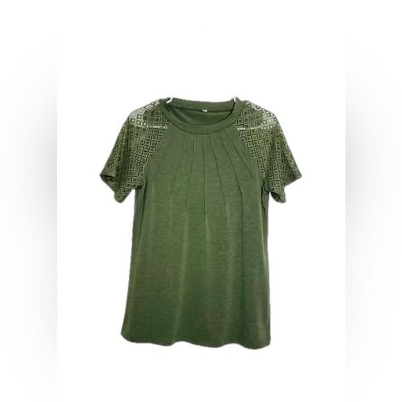 Women's Ruched Solid Hollowed Out Sleeves Round Neck Top - Picture 4 of 11